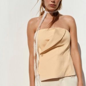 Zara limited edition cotton strapless bustier top
